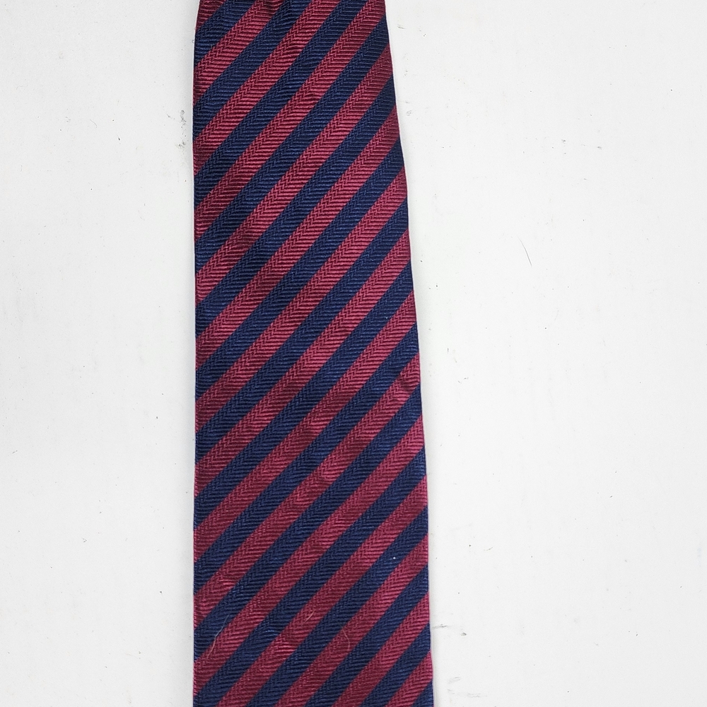 Altea Kilgore Trout Burgundy and Navy Diagonal‎ Stripe Silk Tie